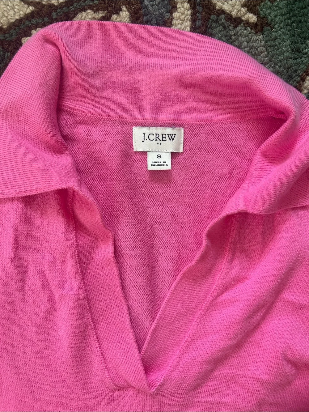 J. Crew Hot Pink V-Neck Lightweight Sweater